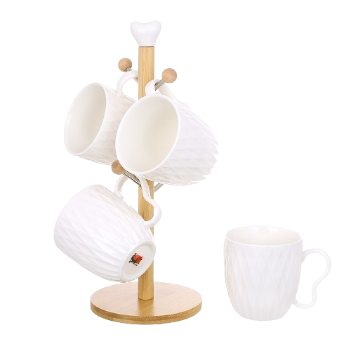 Набір чашок Romb 4шт 31см на бамбук.підставці порцеляна 289-431 БОНА ДИ