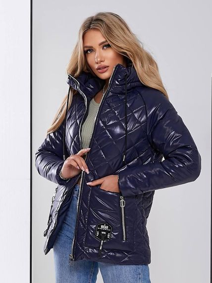 Жіноча стьобана куртка з блиском, арт.504, синій | Зображення 2