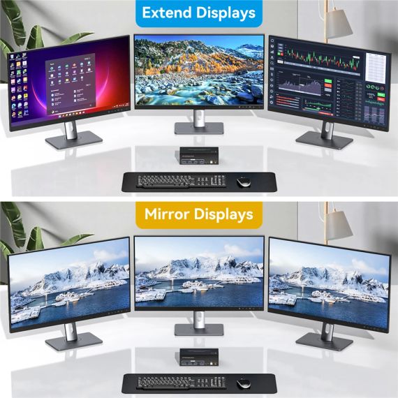 8K Трійний Displayport USB 3.0 KVM-перемикач 3 монітори 2 комп'ютери 4K 144 Гц 2x3 Трійний монітор HDMI DP KVM-перемикач | Зображення 4
