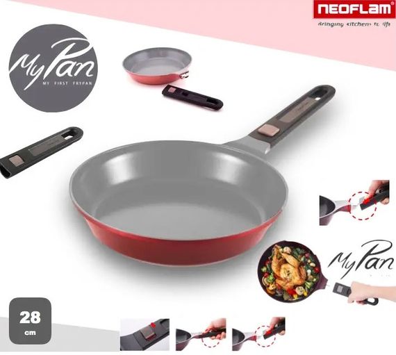 Сковорода Neoflam EK-MP-F28I Bordo Red с керамическим покрытием и съемной ручкой 28 см Бордовый | Зображення 4