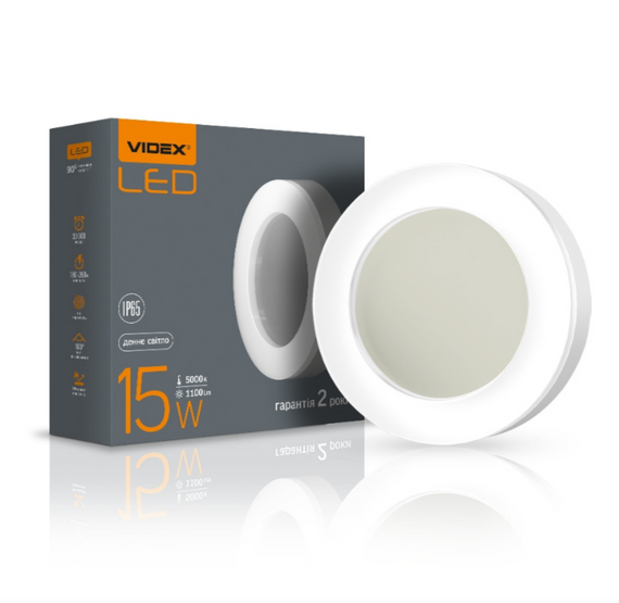 LED Світильник круглий 15W 5000К 220V Videx