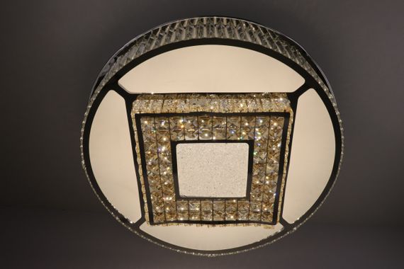 Люстра стельова кришталева LED з пультом 25678 Хром 19х72х72 см. | Зображення 1