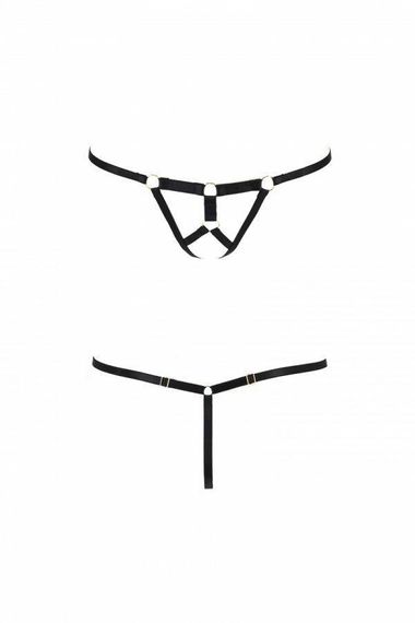 Трусики стрінги зі стреп Passion Exclusive ARMANDA THONG XXL/XXXL, black Sex Aura