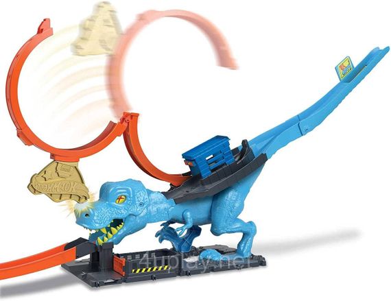 Трек Хот Вилс Сити Опасные существа Охота Тиранозавра Оригинал Hot Wheels City T-Rex Chomp Down | Зображення 5
