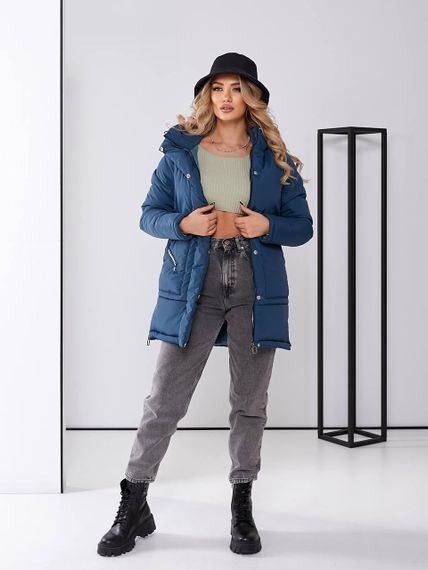 Жіноча зимова куртка з капюшоном, арт. 509, аква | Зображення 7