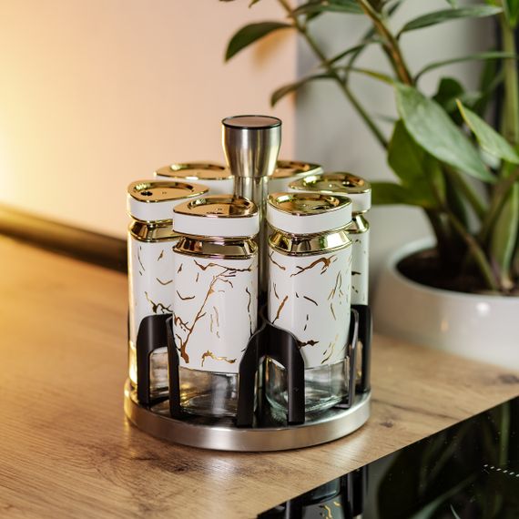 Набор баночек для специй 6 шт 120 мл карусель для хранения специй HP-1332 | Зображення 6