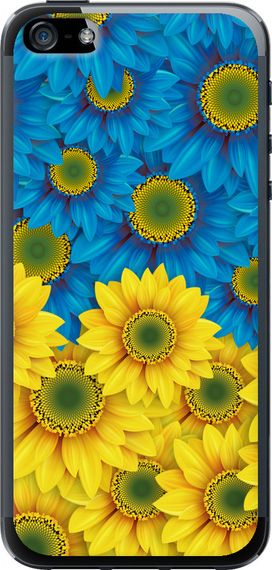 Чехол на iPhone SE Жёлто-голубые цветы "1048u-214-17620"