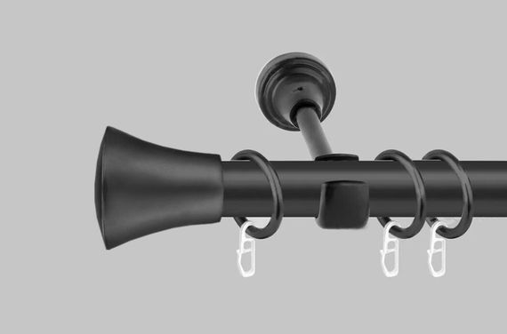 Чорний матовий Карниз для штор металевий, однорядний 19 мм (комплект) 320 см