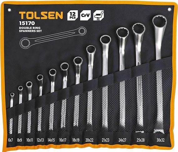 Набір ключів накидних у чохлі 12шт TOLSEN 15170