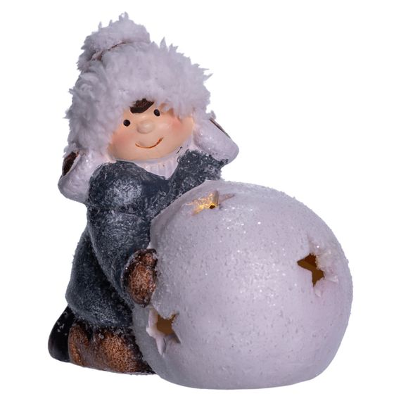 Новорічна фігурка з підсвіткою Дівчинка зі сніговою кулею з фарфори 11×7×12 (см) новорічний декор для дому на подарунок CR-5-12 | Зображення 1