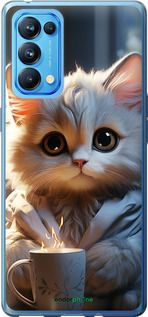 Чохол на Oppo Reno5 Pro Білий кіт "5646u-2239-2448"