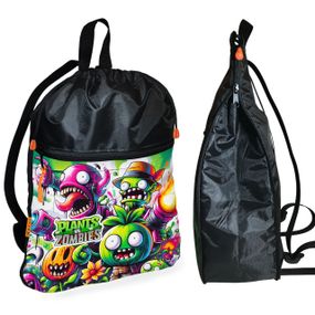 Рюкзак-мішок для взуття, спортивної форми Рослини Проти Зомбі дитяча сумка для змінки з розширювачем (01373)