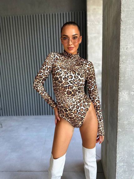 Женское боди леопардовое с длинным рукавом JM0109 размер 42/44 | Зображення 4