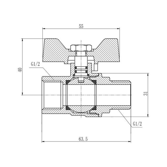 Кран кульовий Thermo Alliance Forte 1/2" ВН для газу (метелик) SF607G15 | Зображення 1
