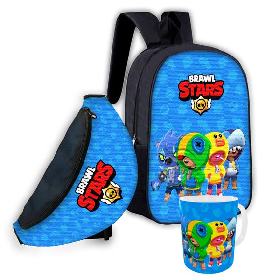 Набор детский Бравл Старс рюкзак 36х27см сумка-бананка,кружка с принтом для мальчика (01653)