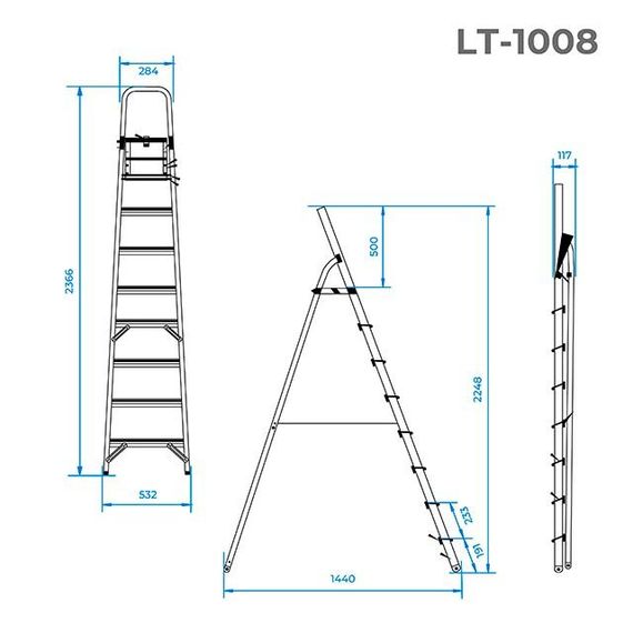 Стремянка Intertool - 8 ступеней, 1720 мм (LT-1008) | Зображення 7