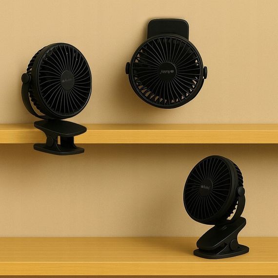 Бездротовий вентилятор RUHHY 25567 з прищіпкою та USB-C 1200 мА·год чорний | Зображення 5