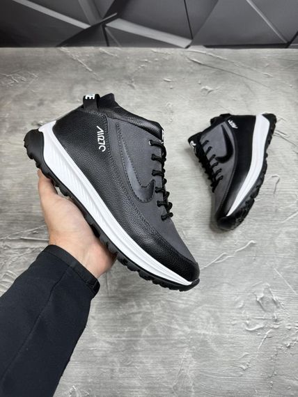 Шкіряні зимові кросівки  Nike колір чорний, сірий | Зображення 6