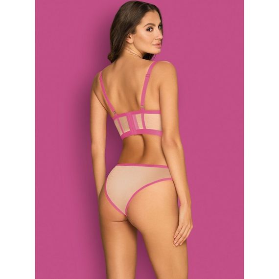 Комплект Obsessive Nudelia бюстьє з трусиками, бежевий з чорним, S/M sexstyle | Зображення 2