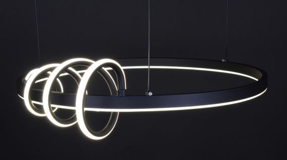 Люстра світлодіодна підвісна LED світильник для квартири на стелю лед 27232 Чорний 20-170х85х85 см. | Зображення 4