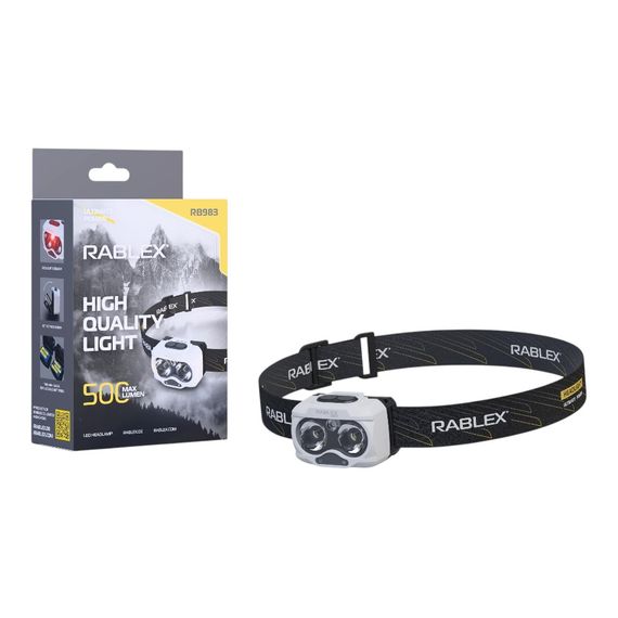 Ліхтар налобний Rablex RB983 — 2 XPG LED, три режима света, зарядка Type-C, Сірий-Чорний | Зображення 1
