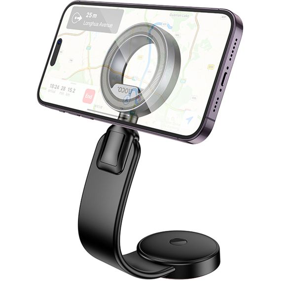 Автотримач Hoco H71 Totem Ring magnetic (center console) Black metal gray | Зображення 3