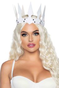 Корона з екошкіри Leg Avenue Faux leather spiked crown, Білий, One Size