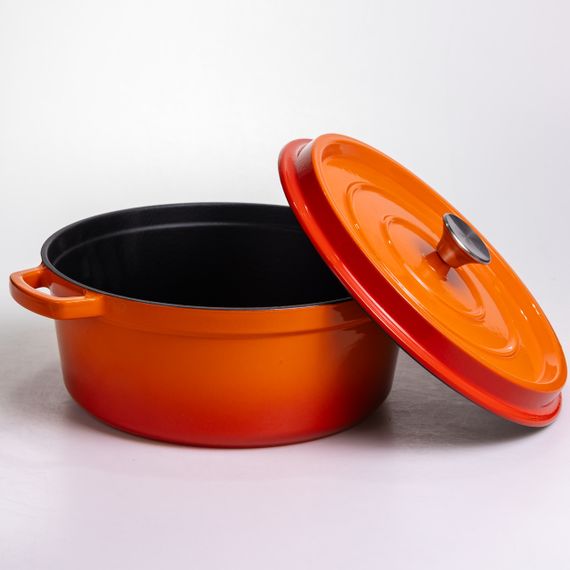 Кокотниця чавунна емальована 6 л, помаранчевий Yiwu HP-FLG-6 ORANGE | Зображення 2
