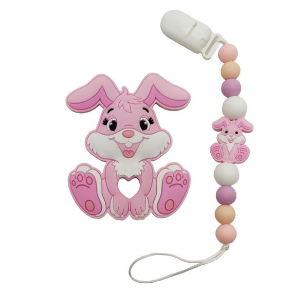 Прорізувач WD210921 Зайчик силіконове намисто  Рожевий