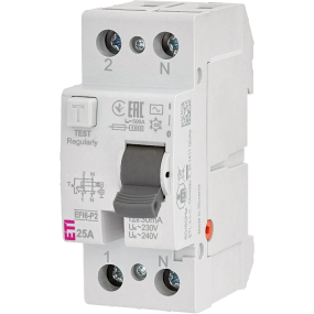 ЕТІ 2р EFI6-P2 25/0,03 тип AC (6kA) Реле диференційне (ПЗВ) - Модульне обладнання