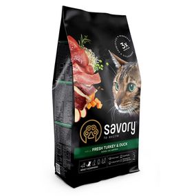 Корм Savory Adult Cat Gourmand Fresh Turkey & Duck зі свіжим м'ясом індички та качки для дорослих вибагливих котів 2 кг