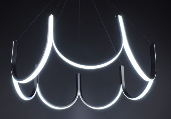 Люстра світлодіодна підвісна LED світильник для квартири на стелю лед 27775 Чорний 50-180х70х70 см. | Зображення 7