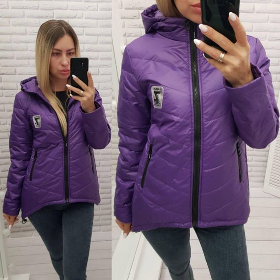 Жіноча демісезонна куртка з емблемою, арт.210/7, фіолет | Зображення 4