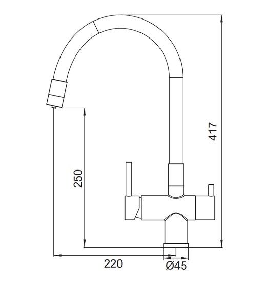 Змішувач для кухні Koer KB-72002-07 з виходом для питної води (KR5003) | Зображення 1