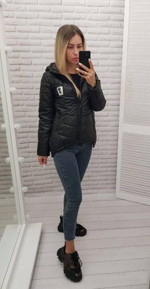 Жіноча демісезонна куртка з емблемою, арт.210/7, чорний | Зображення 6