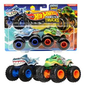 Подарунковий набір 2 монстр-траки - акула та динозавр - Hot Wheels Great Bite vs Rageasaur