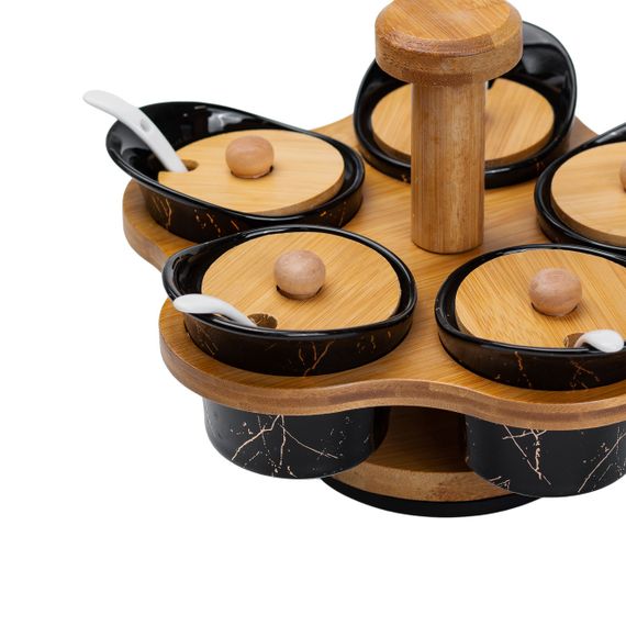 Набір для сипучих продуктів 5 банок по 120 на бамбуковій підставці HP1232 | Зображення 2