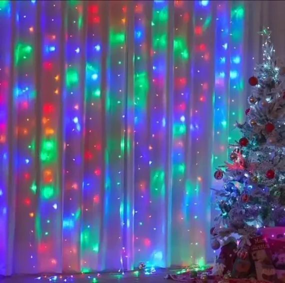 Светодиодная новогодняя гирлянда водопад 2х2 цветная, новогодние гирлянды LED для дома на окно | Зображення 3