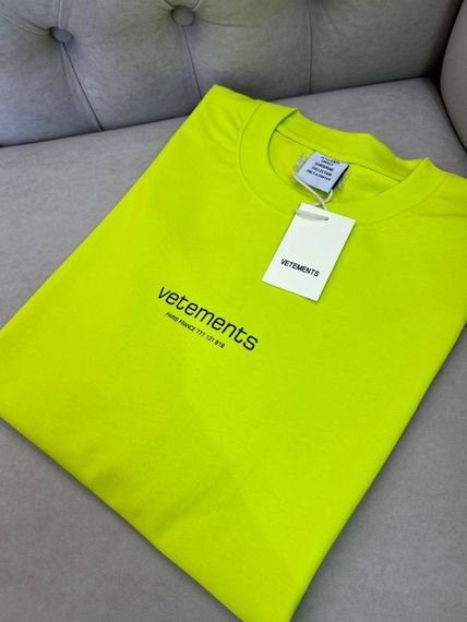 Футболка Vetements Paris France чоловіча бавовна, салатовий колір f727 | Зображення 6