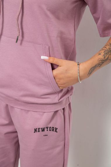 Костюм жіночий повсякденний однотонний, колір пудровий, 221R105 | Зображення 4