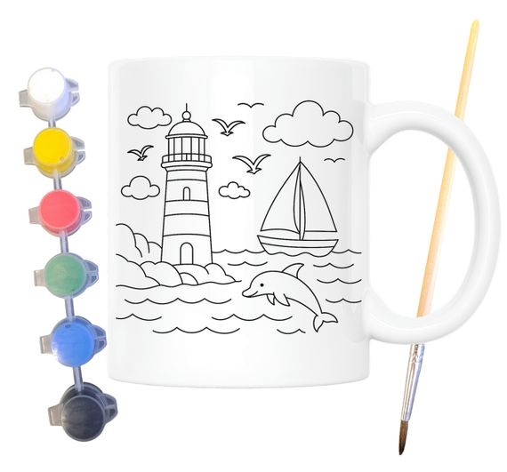 Набір для творчості кружка розмальовка Маяк 330 мл біла (КР0162)