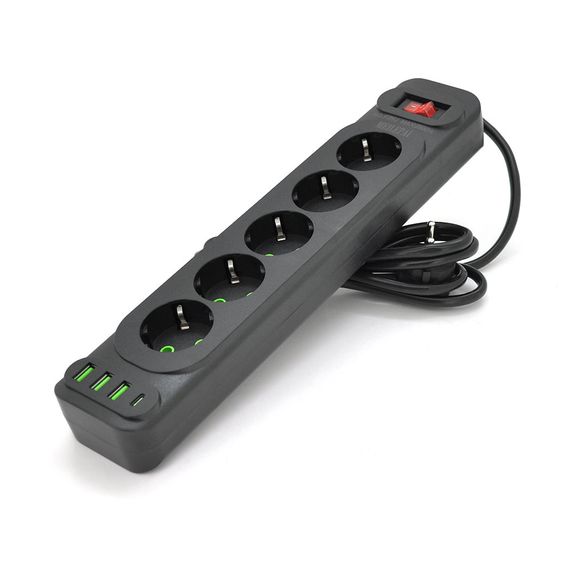 Мережевий фільтр Meilepai F25U, 5 розеток EU+3 USB+PD арт.31694 | Зображення 1