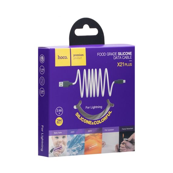 USB Hoco X21 Plus Silicone Lightning 2m | Зображення 1