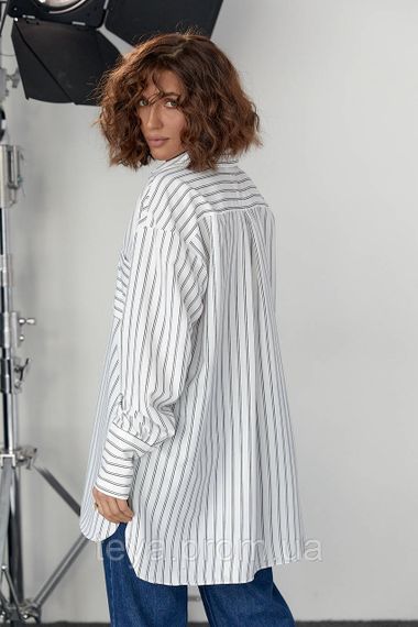 Удлиненная рубашка oversize в полоску цвет белый размер L FL_001072 | Зображення 1