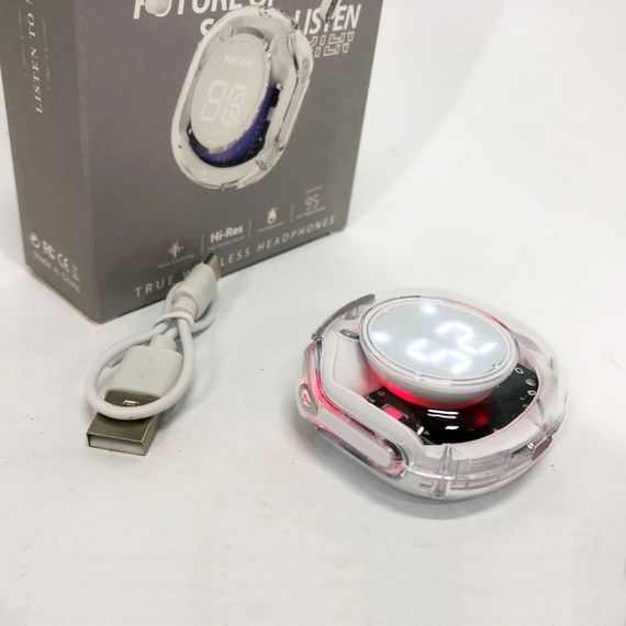 Бездротові навушники TWS T8 PRO з прозорим кейсом Вакуумний LED дисплей Bluetooth 5.3. Колір: білий | Зображення 5