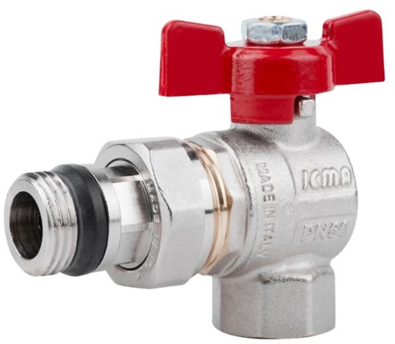 Кран кульовий Icma FAR. ROSSA 1/2" кутовий №362 (87362AD11)