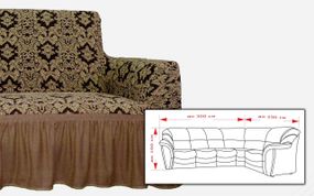 Жакардовий чохол на кутовий диван Damask з спідницею пісочний