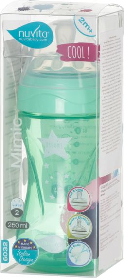 Детская Антиколиковая бутылочка Nuvita NV6032 Mimic Cool 250мл зеленая (NV6032GREEN) | Зображення 1