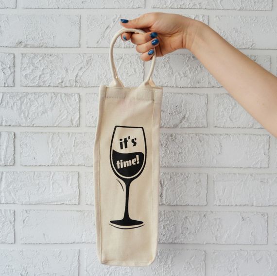 Екосумка для пляшки  4Profi "It&#039;s time" хлопок  біла 15452