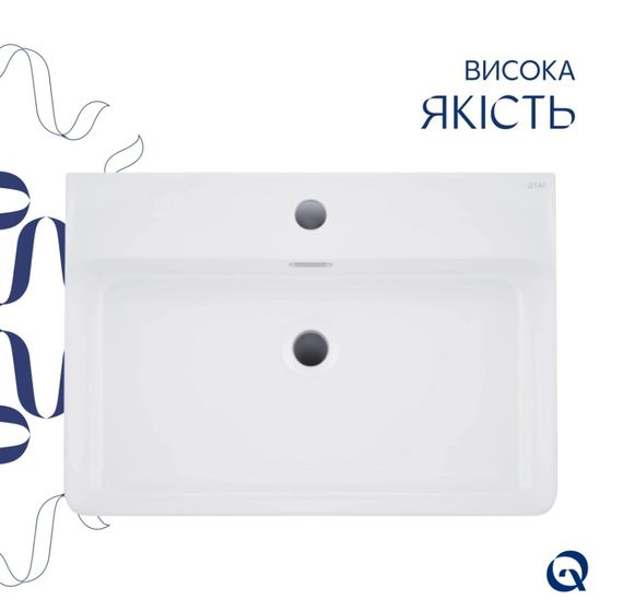 Раковина підвісна Qtap Nando LT 610х420х140 мм, White, прямокутна, без донного клапана QT12116146W | Зображення 4